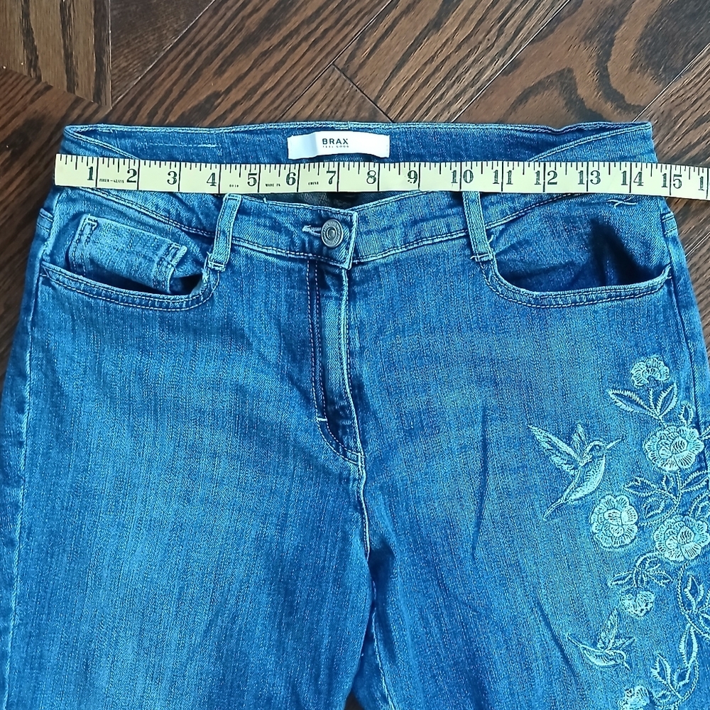Brax Vintage Denim Embroidered Women Jeans 28 - Picture 6 of 9